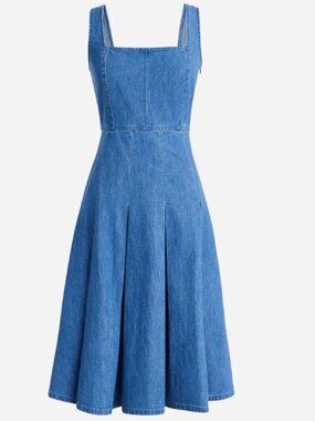 J.Crew Pleated chambray dress-BP876-AZALEA WASH/blue-Cotton-size 2-NWT